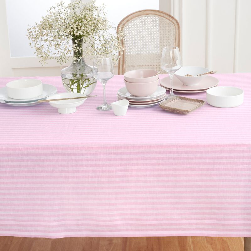 Solino Home 100% Pure Linen Tablecloth - Amalfi Stripe