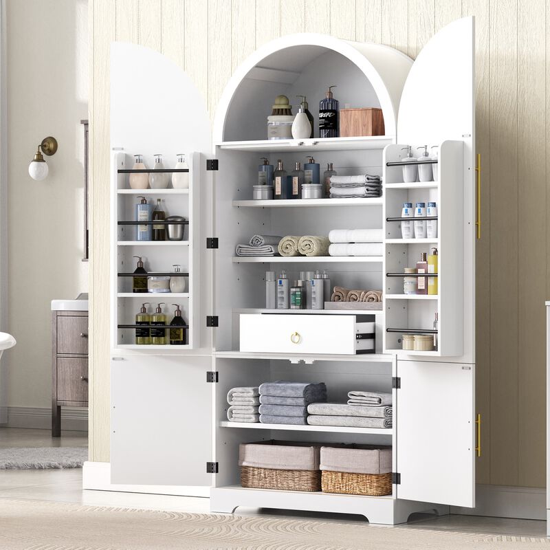 Merax Elegant Arched Fluted Storage Kitchen Cabinet image number 2