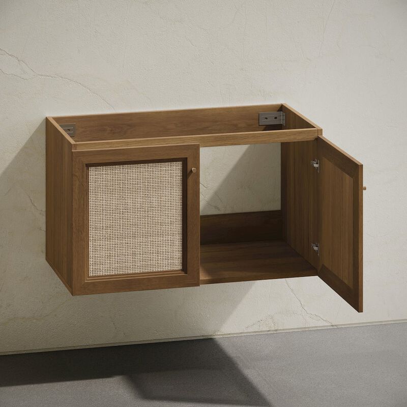 Classe 36" Wall-Mounted Bathroom Vanity in Brown Oak without Sink Top image number 5