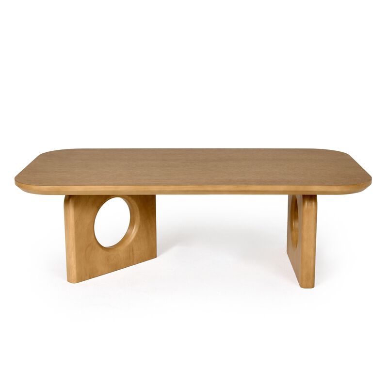 Noe Ohan 50 Inch Coffee Table, Rectangular, Light Brown Solid Rubberwood