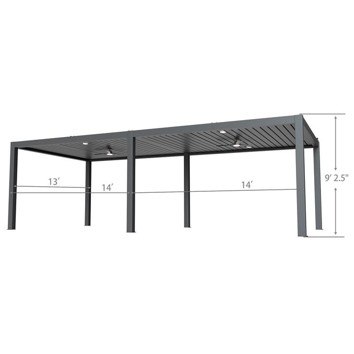 Mondawe 13'x28' Solar Pergola With Smart Automation,Self-Regulating Shades & Hidden Drainage System