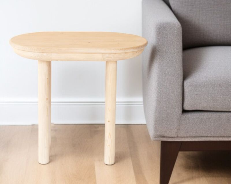 Hivvago 22 Inch Natural Solid Wood Oval Sled End Table