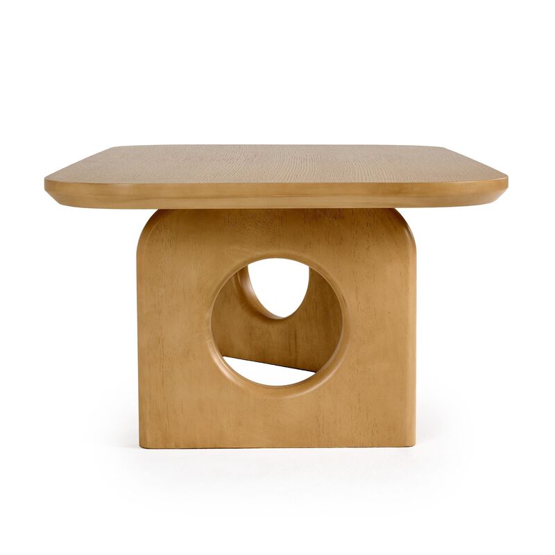 Noe Ohan 50 Inch Coffee Table, Rectangular, Light Brown Solid Rubberwood