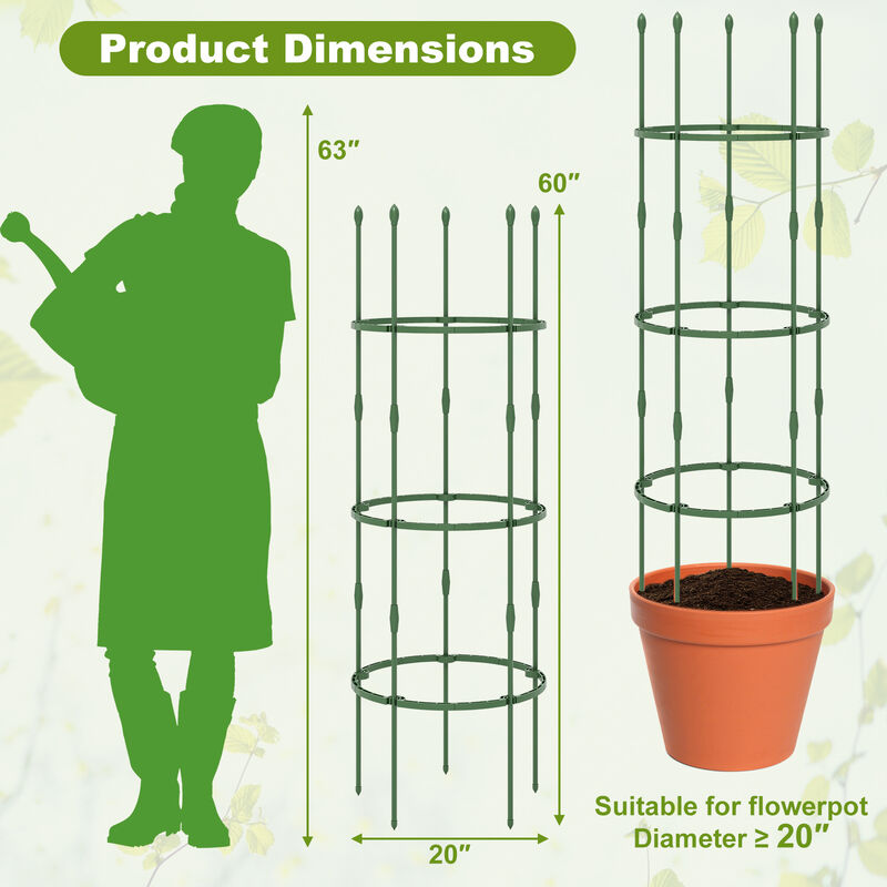 3-Pack Garden Trellis Plant Supports with Clips, Ties, and Climbing Plant Stands