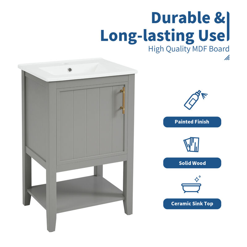 Freestanding Bathroom Vanity with Integrated Sink image number 6