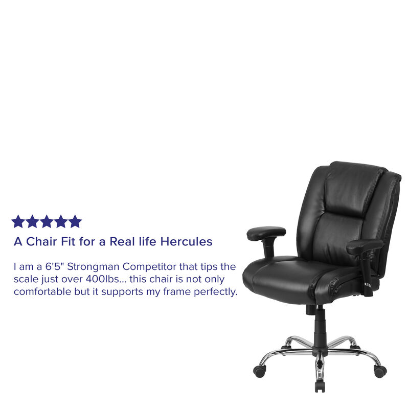 HERCULES Series Big & Tall 400 lb. Rated LeatherSoft Ergonomic Task Office Chair with Chrome Base and Adjustable Arms image number 2