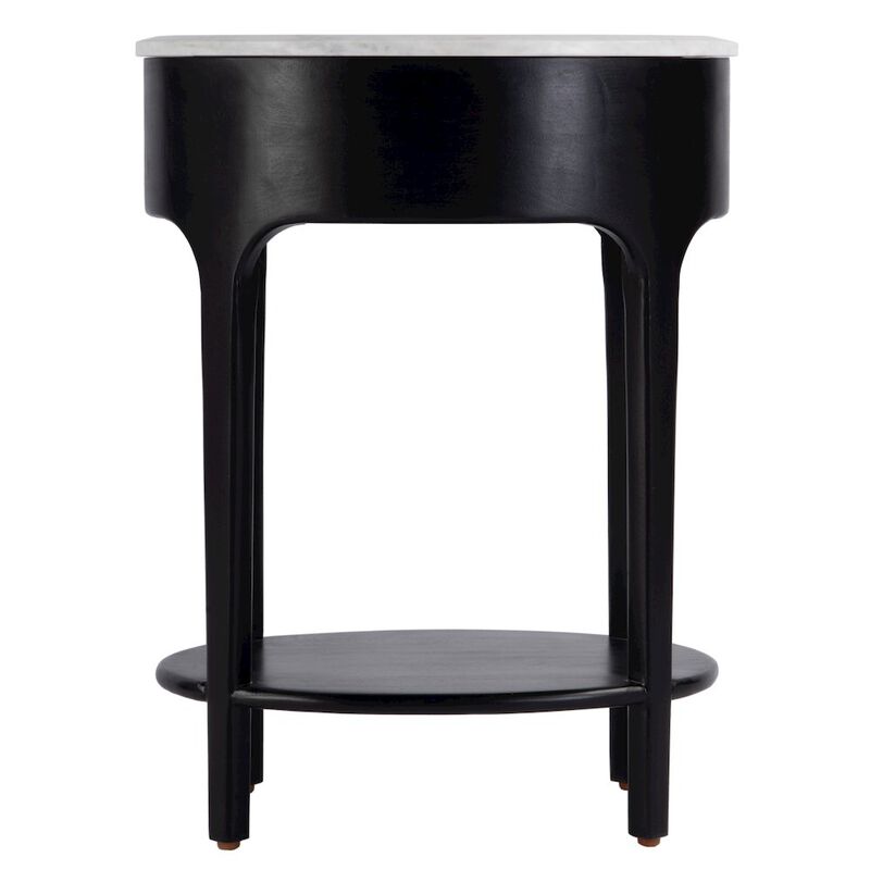 Butler Specialty Ellen 18.25 in. W Oval Marble and Wood 1 Drawer Nightstand, Black image number 7
