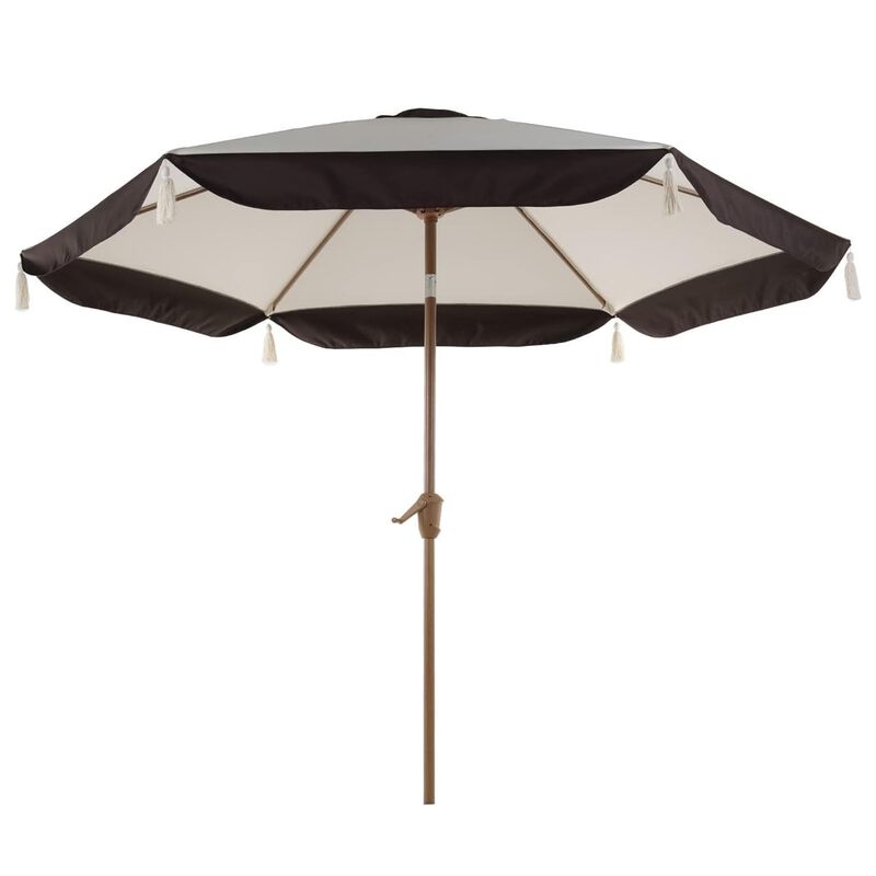 Mondawe 150cm All-Iron Tassel Sun Umbrella W/ Crank&Adjust Angle,UV-Resistant Multifunctional Canopy image number 0