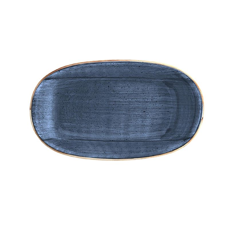 Dusk 6" x 3.5" x h:0.75" Oval Blue Vitrified Platter (Set of 2) image number 2