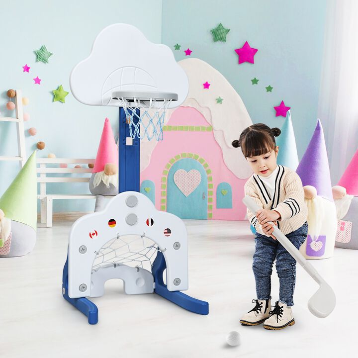 3-in-1 Adjustable Basketball Hoop Set for Kids with Balls, Height Adjustable Indoor Outdoor Playset