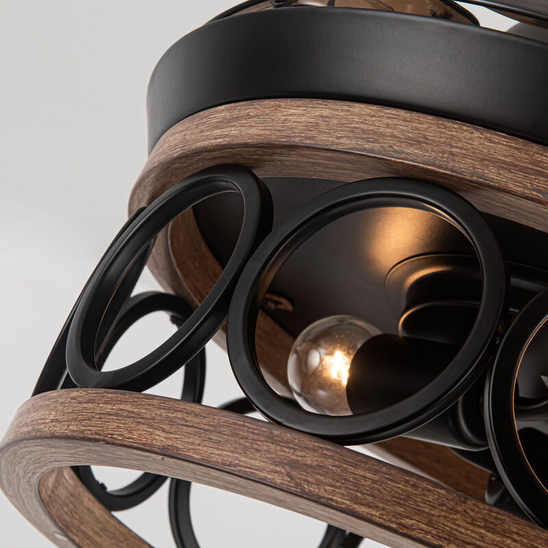 36" Metal Retractable 3-Blade Ceiling Fan Chandelier with Wall Switch