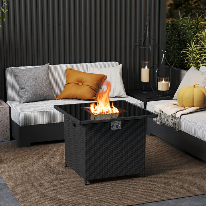 50,000 BTU Propane Fire Pit Table with Tempered Glass Top for Outdoor Use