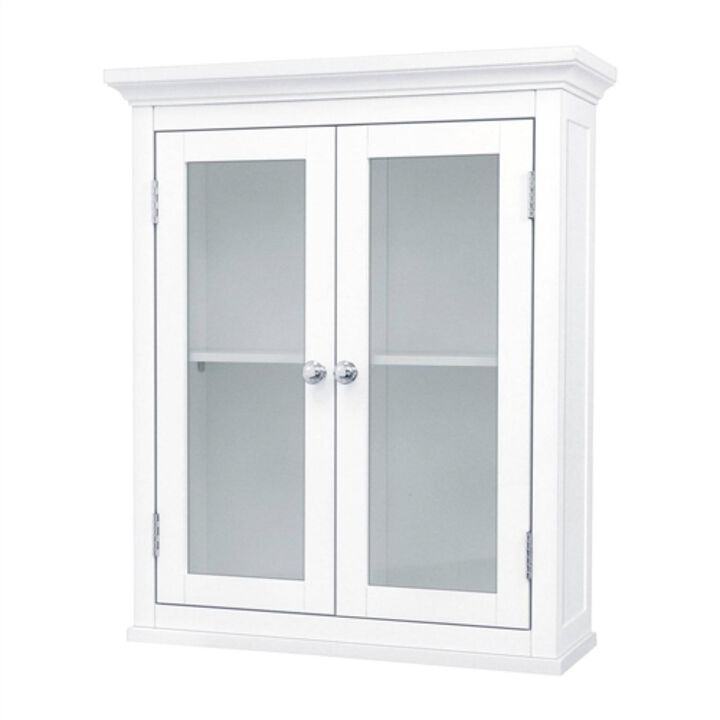 Classic 2 Door Bathroom Wall Cabinet in White Finish