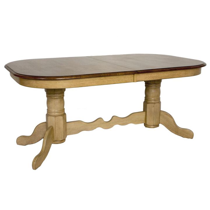 Sunset Trading Brook 96 Oval Double Pedestal Extendable Dining Table