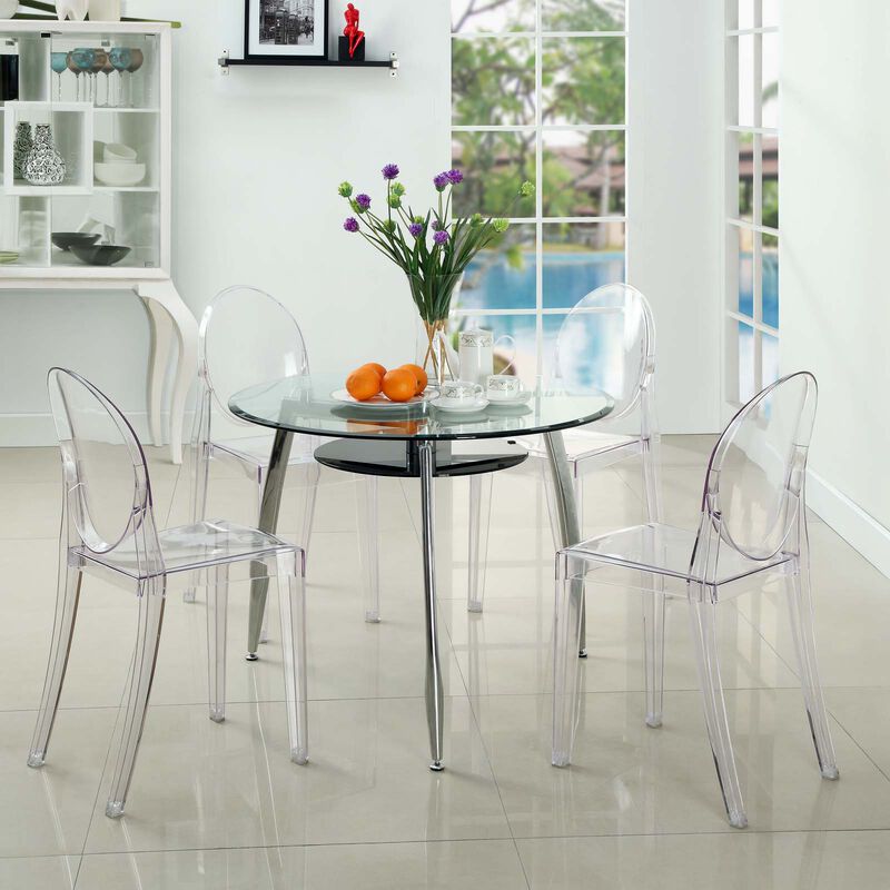 Clear Casper Dining Chairs Set of 4-Benzara