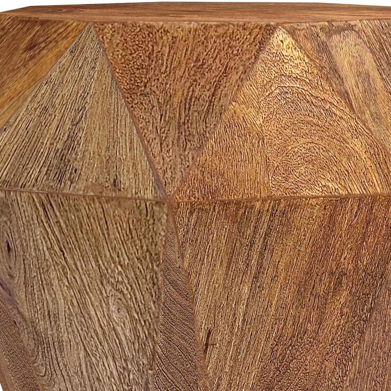 Cinti Accent Side Table, Gemstone Shape, Natural Brown Mango Wood