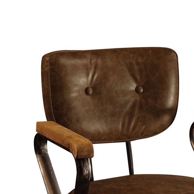 Metal & Leather Executive Office Chair, Brown