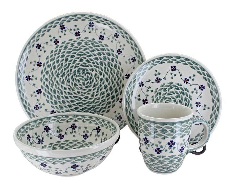 Blue Rose Polish Pottery Brienna 16 Piece Dinnerware Set