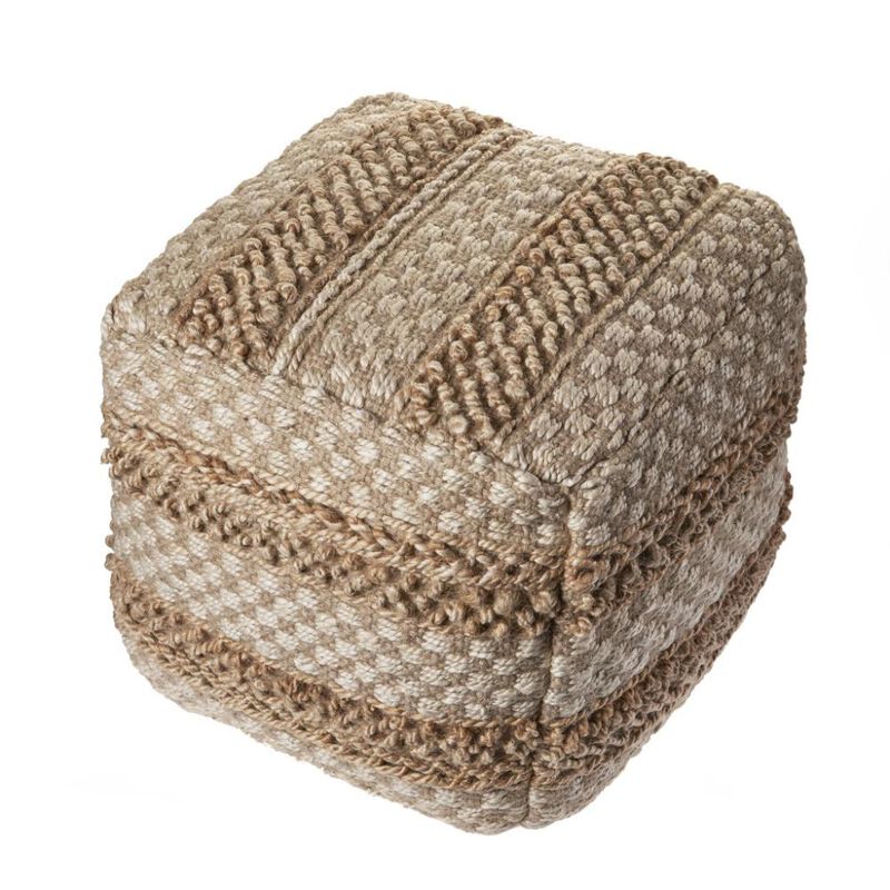 Hivvago 18 Inch Tan Striped Pouf Ottoman
