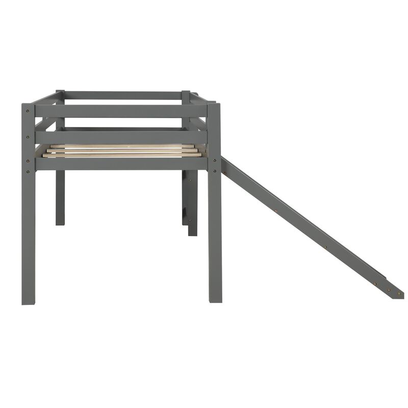 Durable Low Loft Bed with Slide &ndash; Playful Twin Frame with Built-In Ladder image number 3