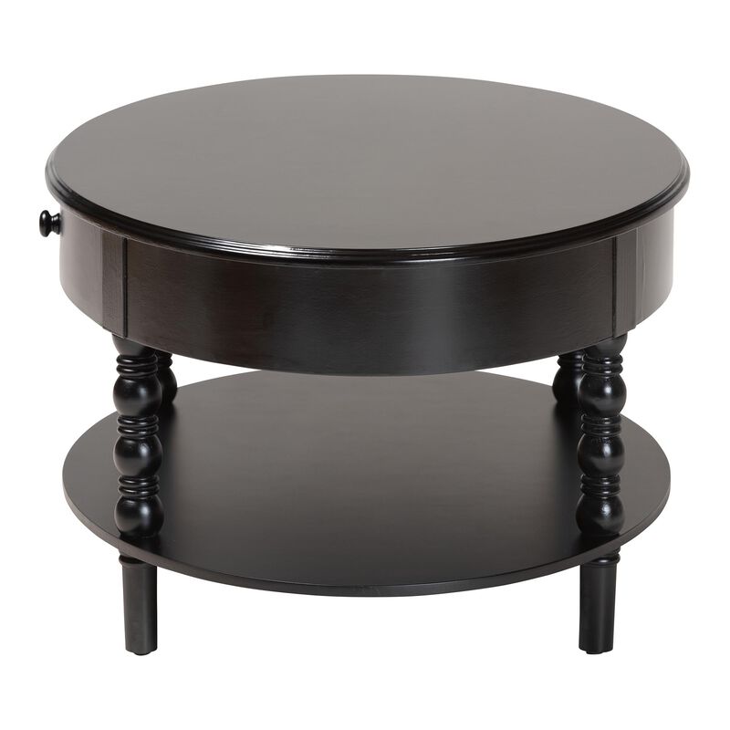 Baxton Studio Malinda Classic Black Wood 1 Drawer Coffee Table with Spindle Legs