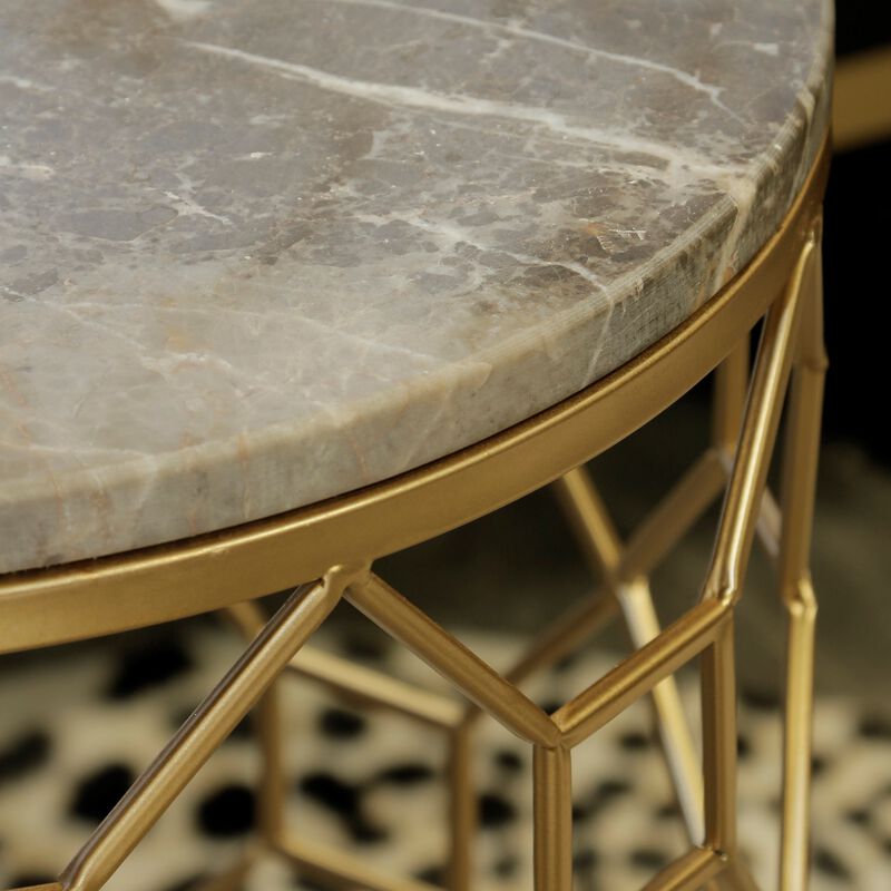 Marble Round Side Tables (Set of 2)