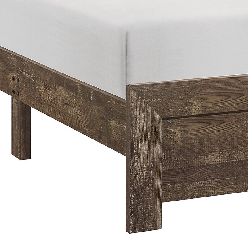 King Size Bedroom Set, Brown Finish, Panel Design, 2-Piece Set with Bed and Nightstand image number 4