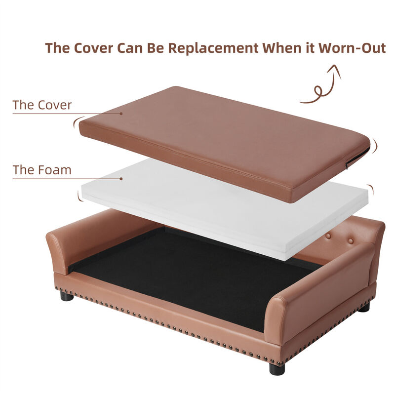 XX-Large Dog Couch Pet Sofa Bed Luxury Anti-wear Leather Dog Cat Snuggle Lounger image number 6