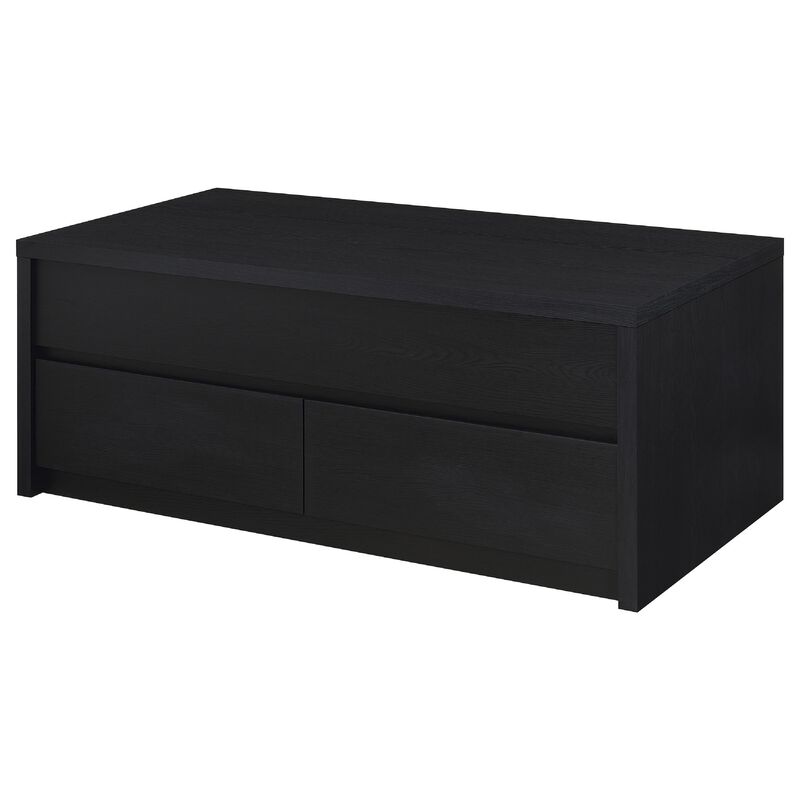 Knax Lift-Top Coffee Table with Hidden Storage and Drawers, Black Wood image number 2