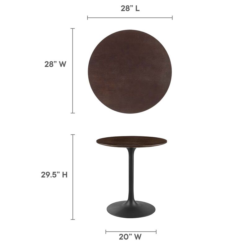 Modway - Lippa 28" Round Wood Grain Dining Table Black Cherry Walnut
