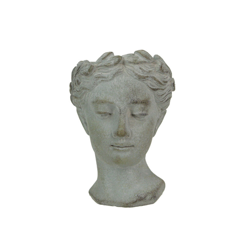 Weathered Gray Greek Lady Statue Wall Mount Cement Head Planter 6 Inches High image number 0