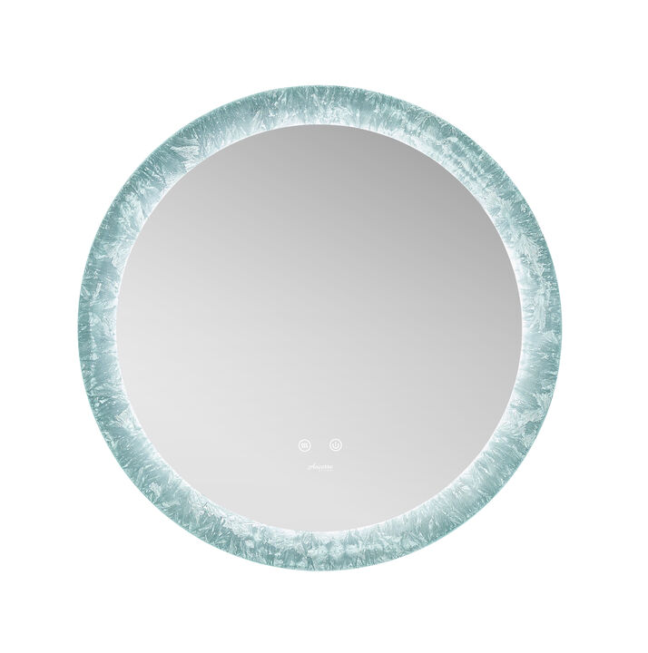 Frysta 30 in. Round LED Frameless Mirror with Dimmer and Defogger