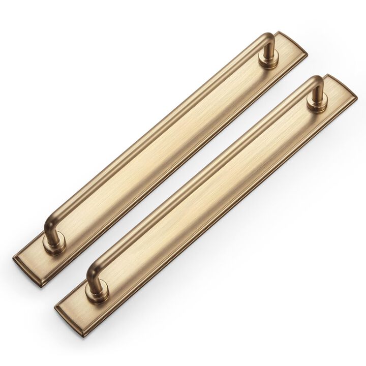 Goo-Ki 2 Pack 7 9/16"" Center to Center Champagne Bronze Modern Cabinet Pulls with Backplate Solid Contemporary Home Improvement