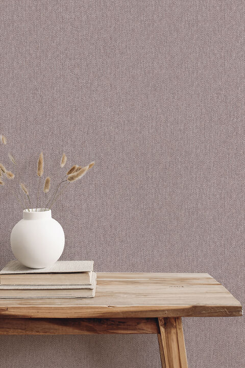 Herringbone Lavender Tweed Wallpaper