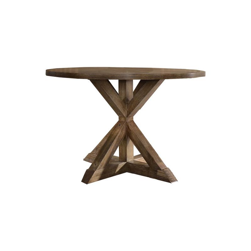 Best Master Furniture Venus 48 Round Wood Dinette Table in Antique Natural Oak
