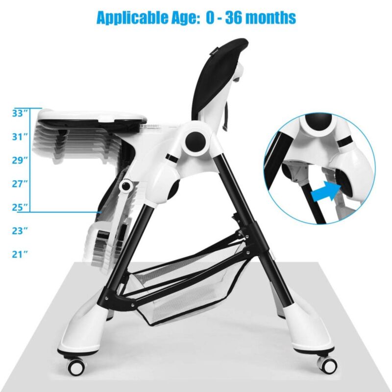 Hivvago A-Shaped High Chair with 4 Lockable Wheels