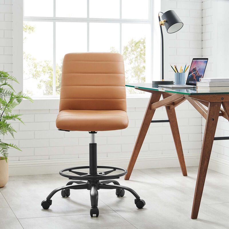 Modway Furniture - Ripple Armless Vegan Leather Drafting Chair image number 7