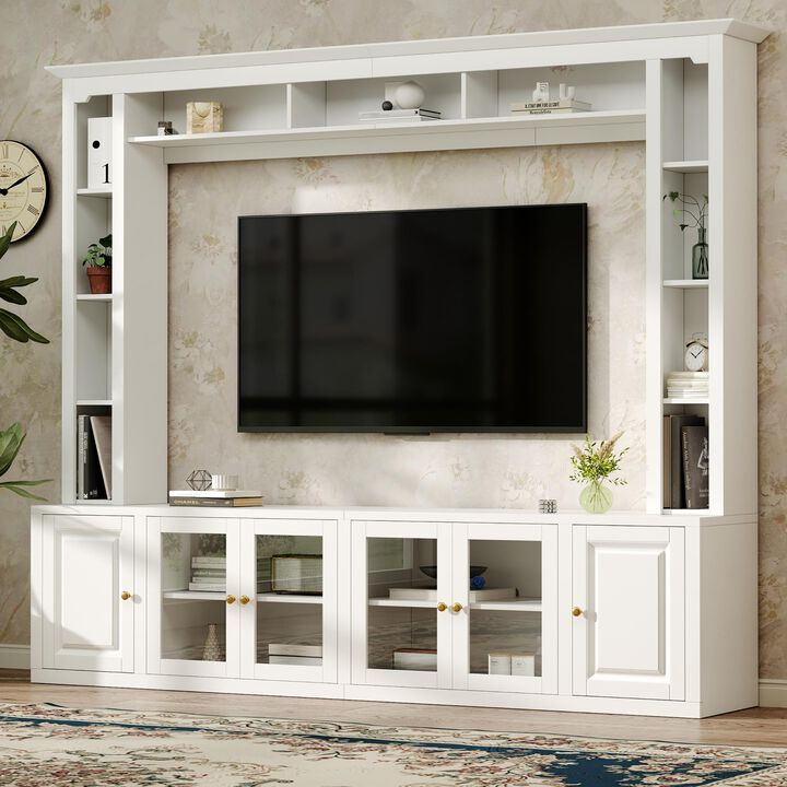 Clihome 4-Piece Modern Large Entertainment Center Wall Unit with Bookshelves for Living Room