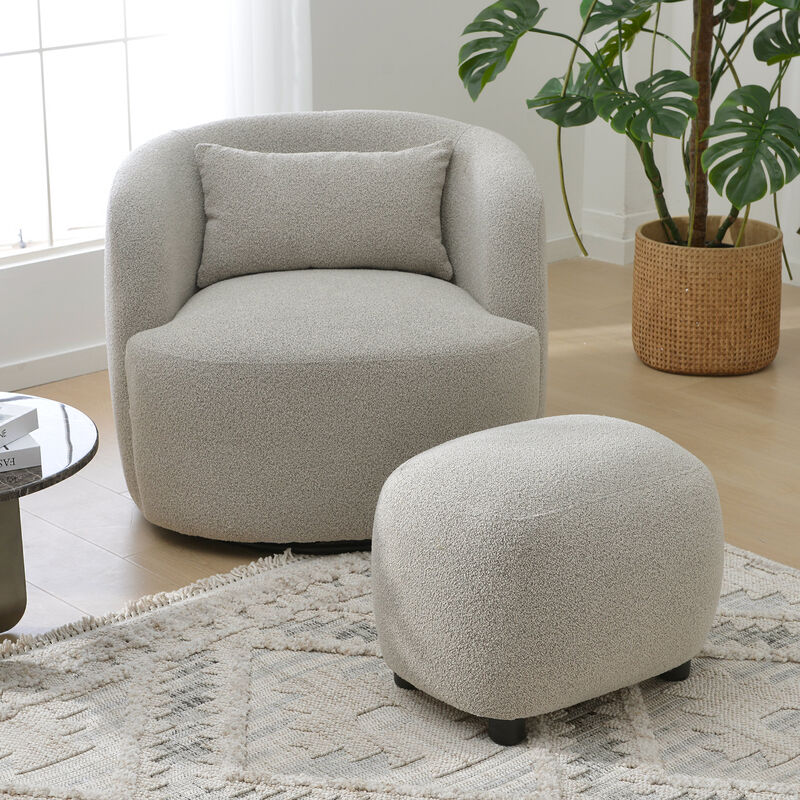 Ashlie Bouclé Swivel Barrel Chair