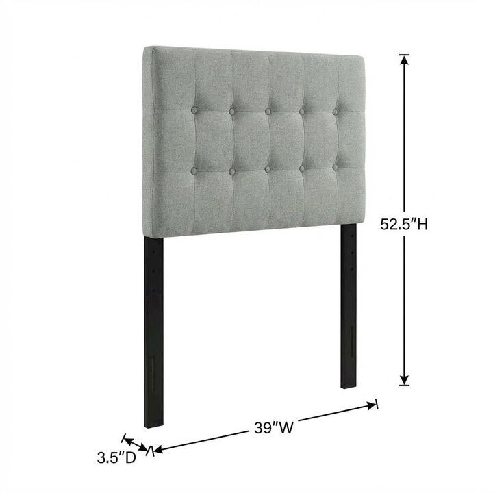 Upholstered Fabric Twin Headboard in Neutral Tone with Padded Design