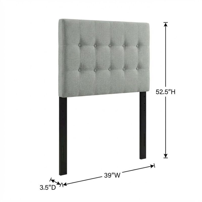 Upholstered Fabric Twin Headboard in Neutral Tone with Padded Design image number 1