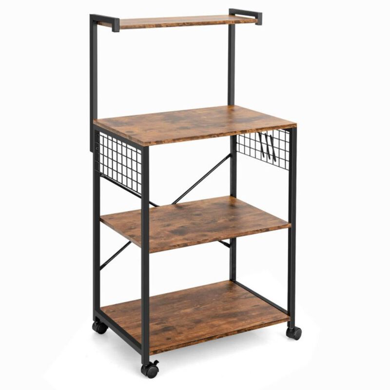 4-Tier Kitchen Baker's Rack on Wheels for Easy Mobility