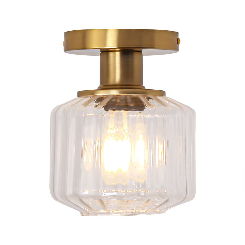 5.9" Wide Modern Gold Glass Semi Flush Mount Ceiling Light
