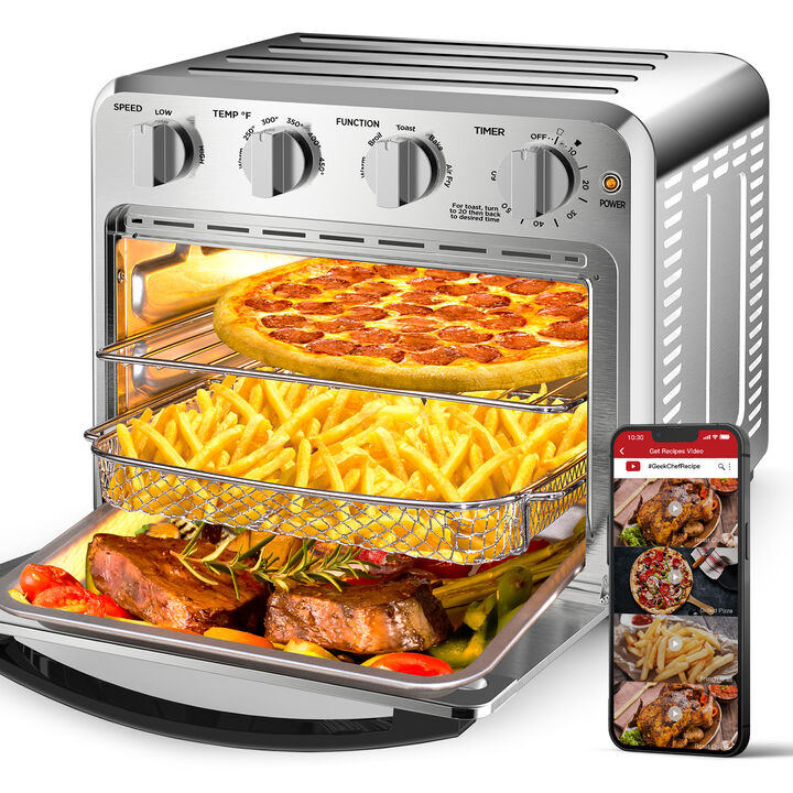 16 QT Air Fryer Toaster Oven Combo, 4 Slice Toaster Convection Oven Warm, Broil, Toast, Bake, Oil-Free