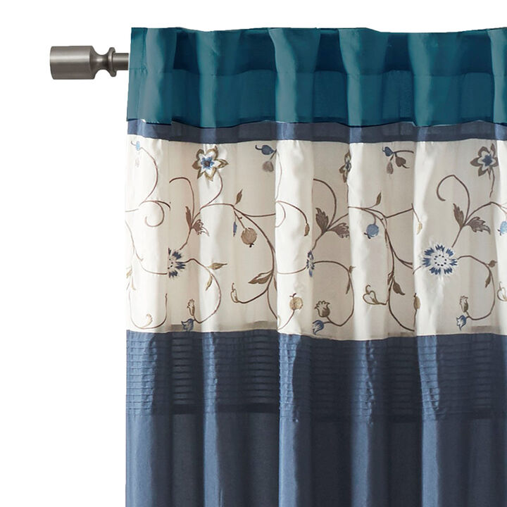 Gracie Mills Rogelio Classic Floral Embroidered Window Curtain Panel