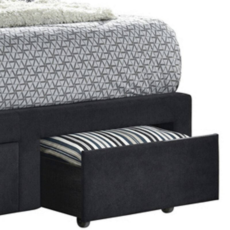 King Bedroom Set, Black Wood, 3 Piece Set with 2 Nightstands image number 3