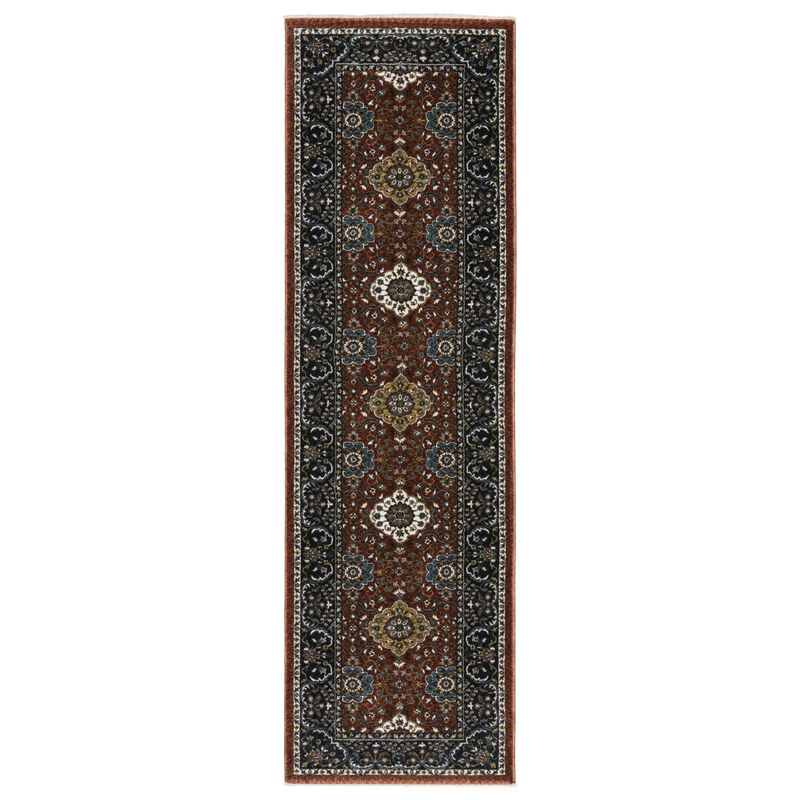 HomeRoots Medallion Runner Rug With Fringe image number 0