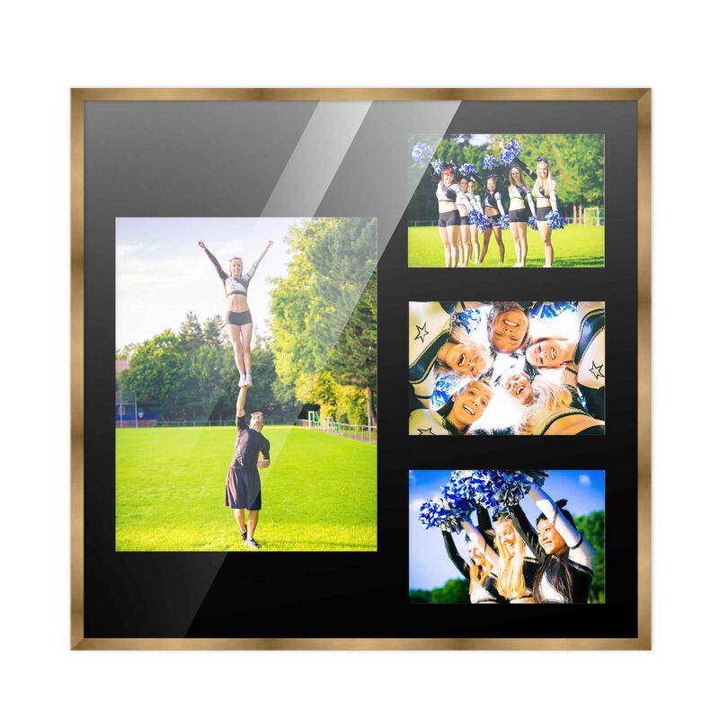 14.5x16 Wood Collage Frame with a Black Mat for 8x10 & 4x6 Pictures