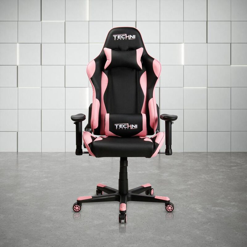 Techni Sport TS-4300 Ergonomic High Back Racer Style PC Gaming Chair, Pink