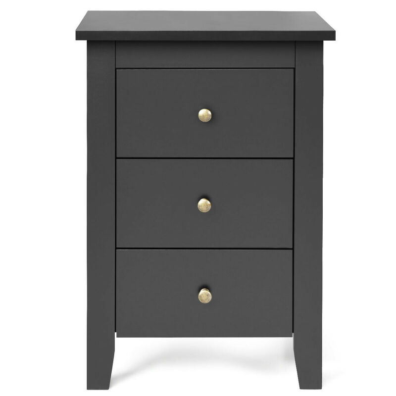Nightstand End Beside Table Drawers Modern Storage Bedroom Furniture